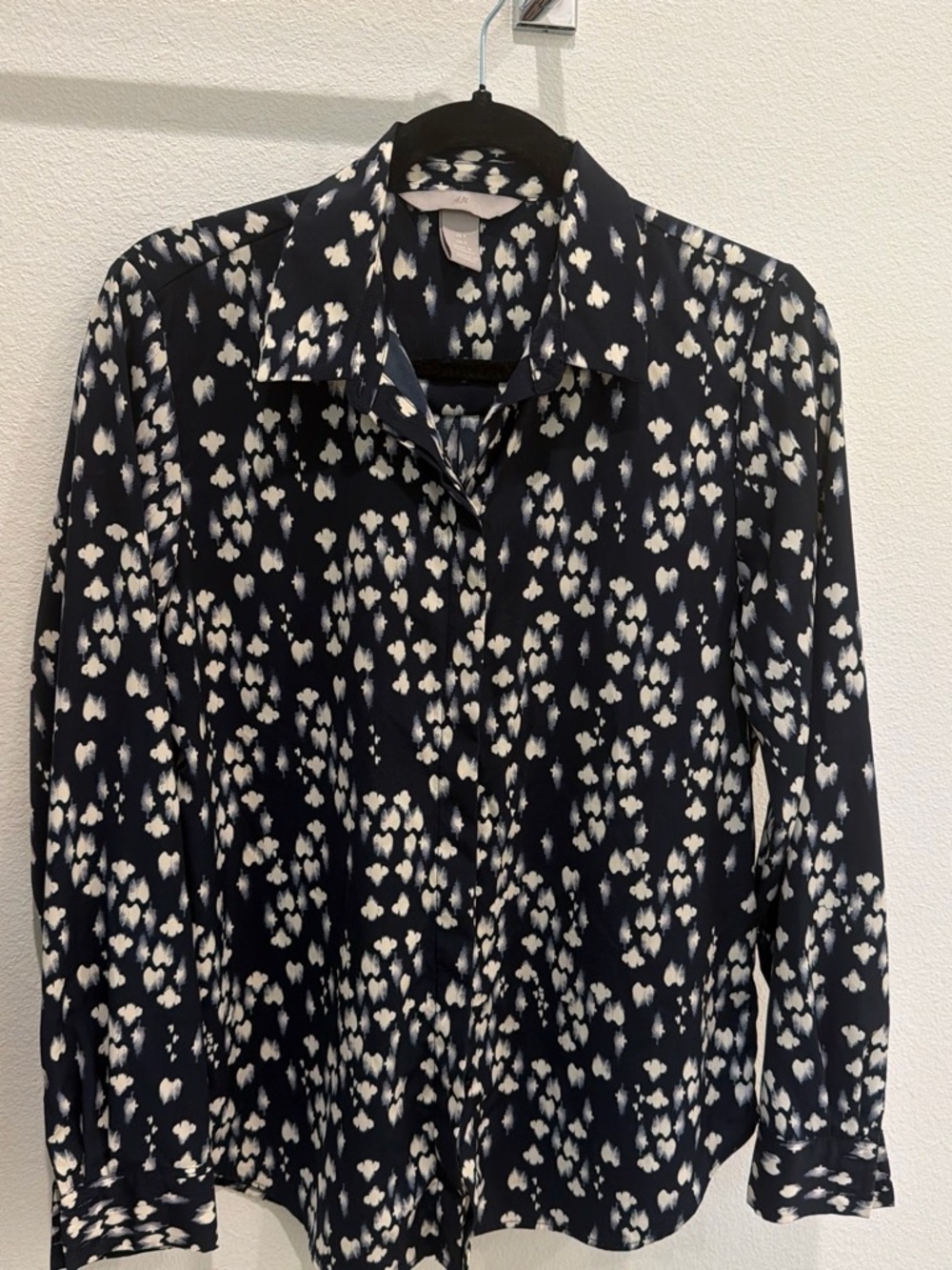 H&M Navy and White Printed Button-Down Shirt
